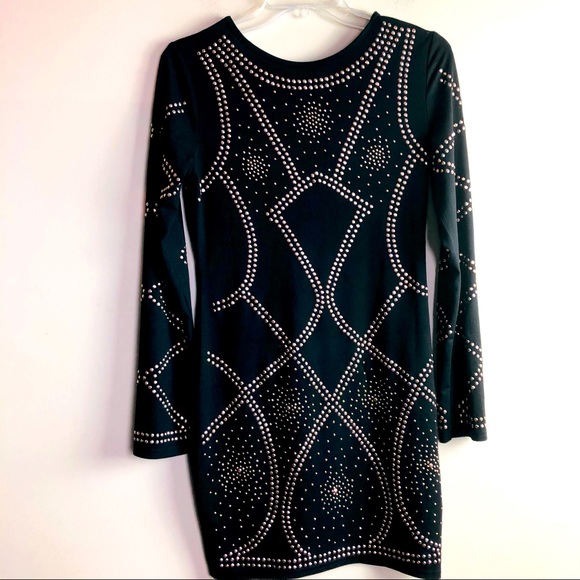 💲SOLD 💲SOLD PRIVY Black dress studded details stretch Sz M - Picture 6 of 12